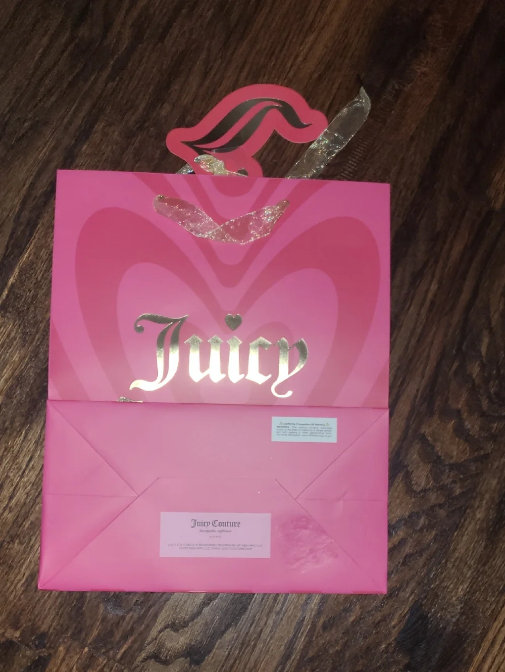 Juicy Couture Pink Gift Bag with Gold Foil Logo